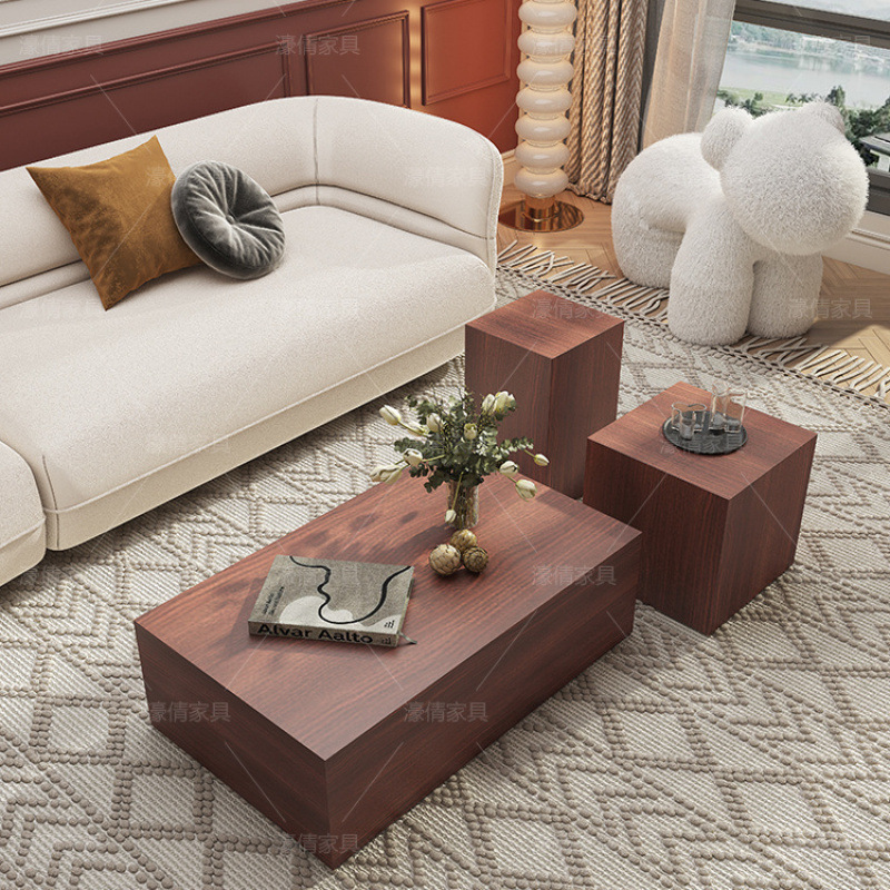 Mesa de centro de losa de roca de alta calidad de lujo ligero francés, puerta de entrada, sala de estar, hogar, apartamento pequeño, mesa de centro rectangular, combinación de mesa lateral
