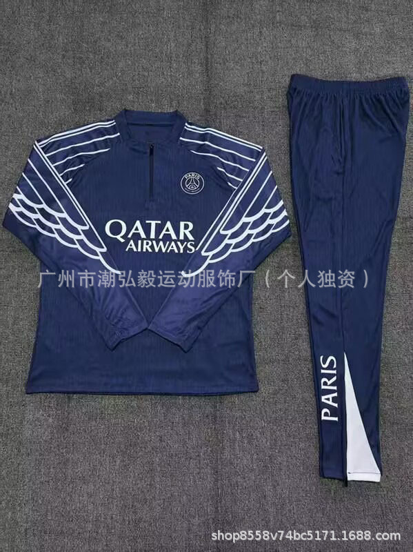 卸売サッカー長袖ハーフプルトレーニングスーツレアルマドリードバルセロナインテルミラノパリマイアミリバプールトレーニングスーツ|undefined