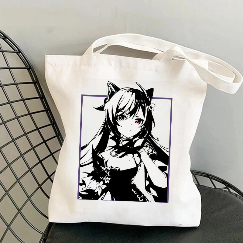 Comercio exterior transfronterizo Genshin Impacto Y2K impresión bolsa de lona Harajuku bolsa de hombro bolsa de moda bolsa de compras