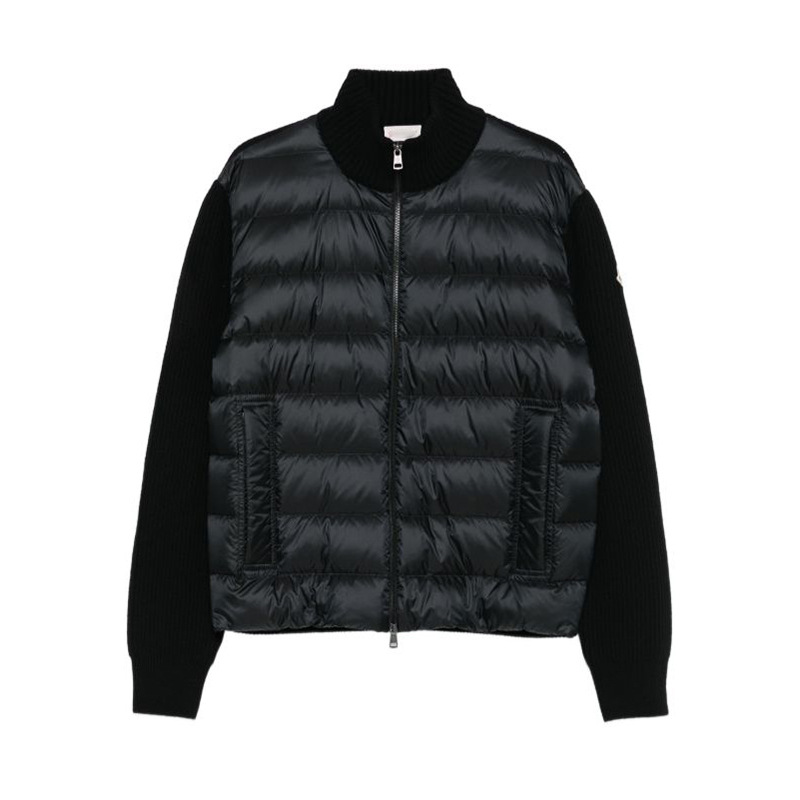 Moncler Knit Sleeves Down Jacket Black