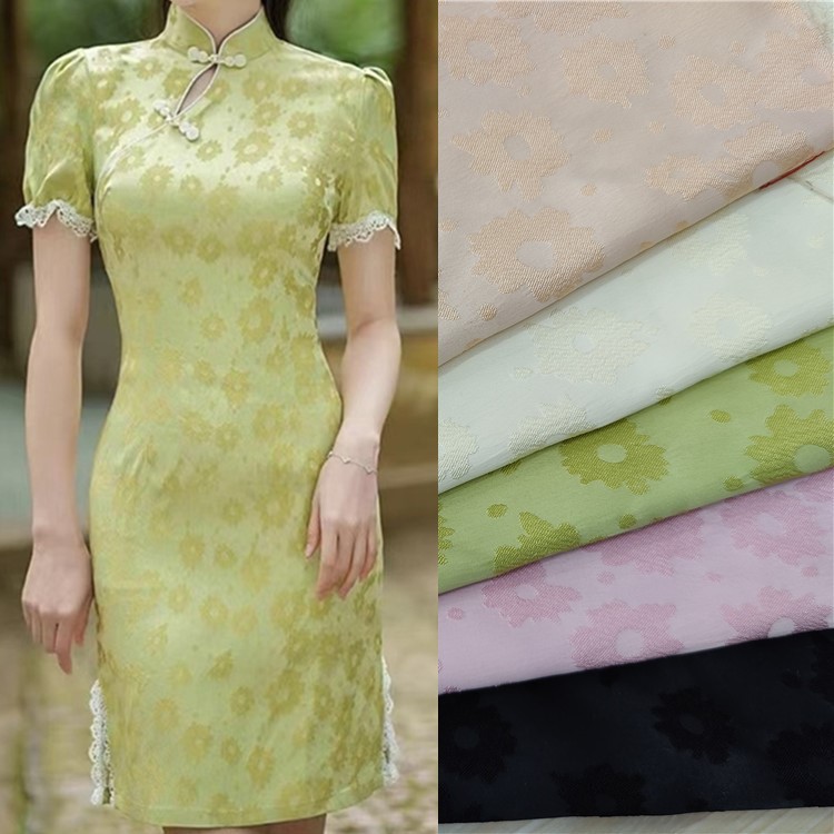 H-9280#现货花朵提花布  时装女装连衣裙改良国风套装手作箱包布