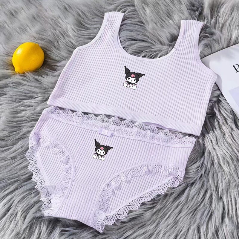 Underwear Set for Girls, Pure Cotton, Developmental Period Vest, Ages 8-16, for Middle and High School Students, Anti-Bump Design