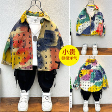 儿童春秋款数字衬衫2024春秋季新款外贸童装酷帅宝宝百搭上衣外套