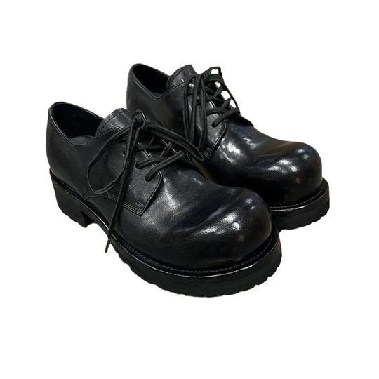 Roof niche ghost Emperor Goodyear soft horse leather derby shoes washed retro leather shoes genuine leather loafers