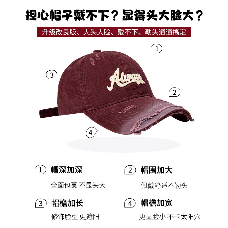 letras agujeros para hacer viejos sombreros de béisbol de estilo retrogrado de mujer gorra de boca de pato gorra gor