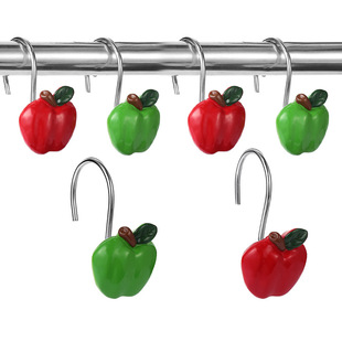 Fruit series stainless steel hook resin shower curtain hook shower curtain ring shower curtain ring decorative hook shower curtain with shower curtain hook