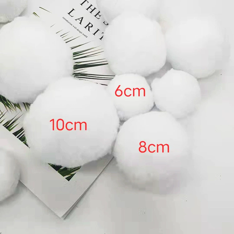 Белый меховый шарик 5-10cm Рождественский снежный шарик Пуховые шарик Белый полипропиленовый ватный шарик для игры в снежки