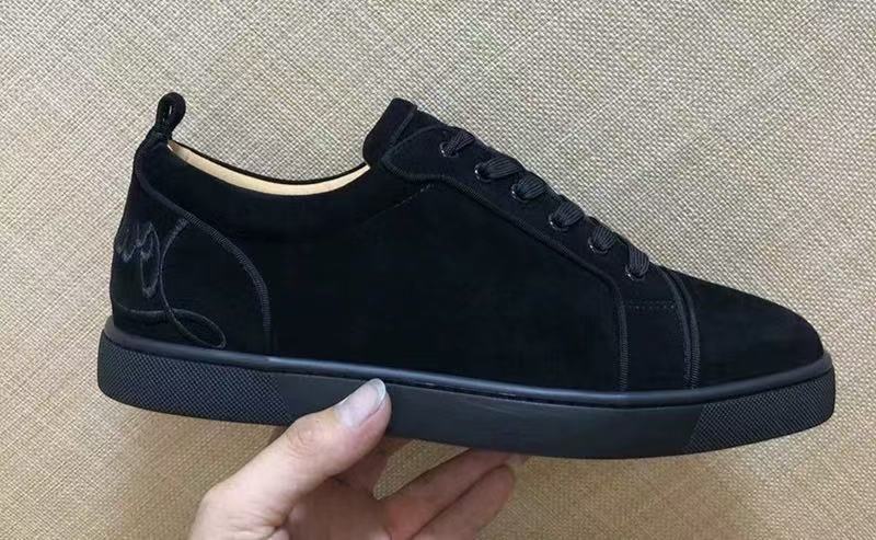 新しい 2025cl 電気刺繍紳士靴赤底靴黒刺繍ロートップレースアップカジュアルシューズ女性の靴カップルスポーツ|undefined