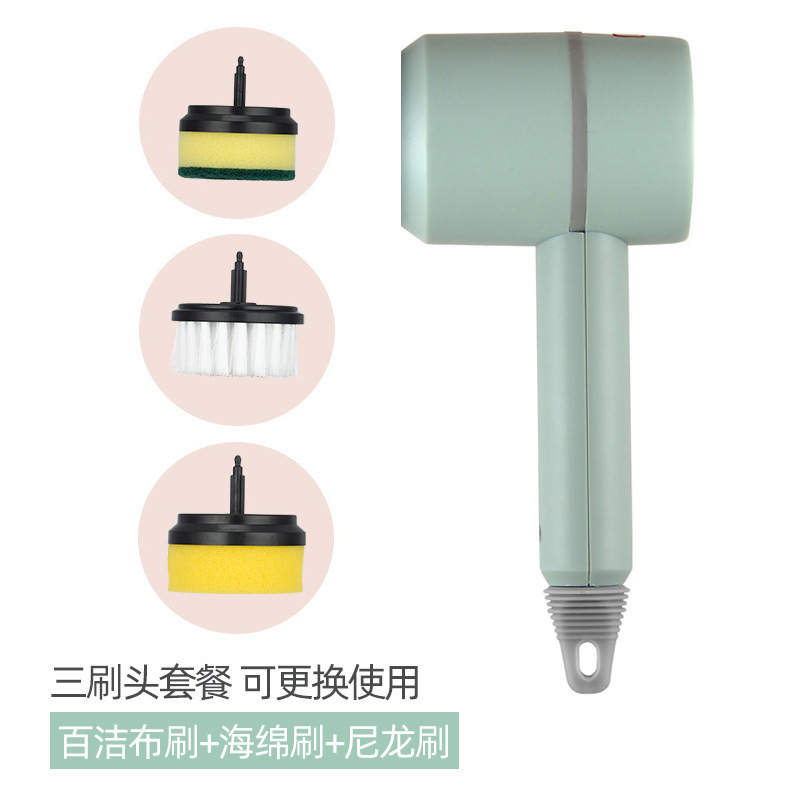 Cepillo de limpieza eléctrico transfronterizo para uso doméstico, cepillo de cocina multifuncional con cabezales de cepillo reemplazables, herramienta para lavar platos y ollas, máquina cepilladora manual. image 13