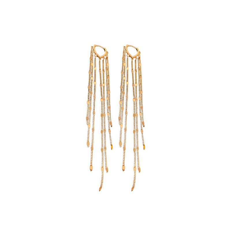 Cadena de lentejuelas de metal borla hebilla del oído europeo y americano estilo frío pendientes de metal moda pendientes personalizados para las mujeres al por mayor