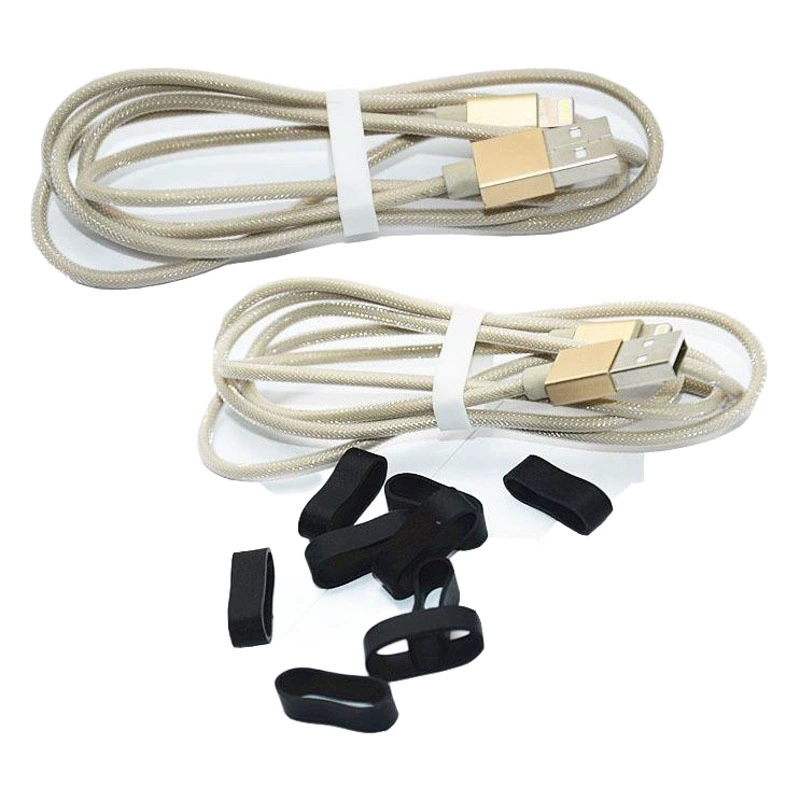 Высококачественные силиконовые кольца для кабелей от производителя, универсальные кабельные стяжки, резиновые кольца для кабелей, кабельные пучки, силиконовые кабельные стяжки.