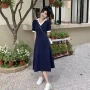 小众新款法式v领连衣裙