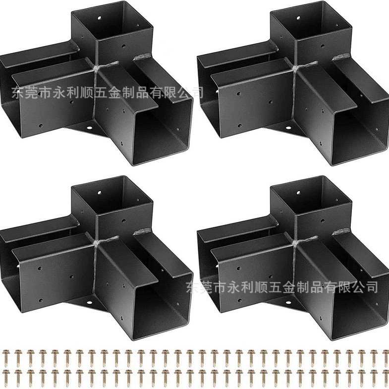 Venta directa de fábrica de Dongguan Soporte de pérgola exterior transfronterizo 4 × 4 6 × 6 Soporte de esquina Soporte de pabellón combinado con acero y madera