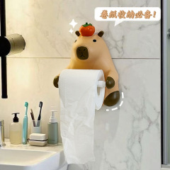 可爱卡皮巴拉卷筒纸巾盒壁挂式厕所浴室免打孔卫生间创意纸巾架