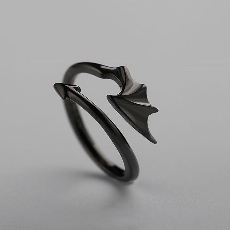 Korean Simple Demon Wings Adjustable Ring display picture 4