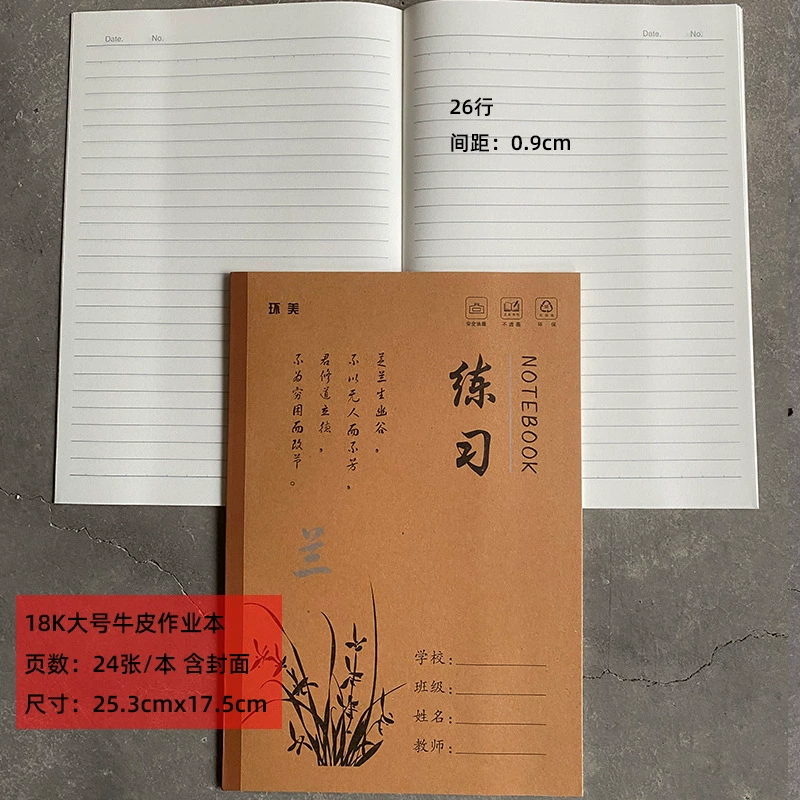 Большая кожаная копировальная тетрадь для детей начальной школы, книга, английский