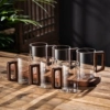 Transparent cup 300ml/6 walnut handles