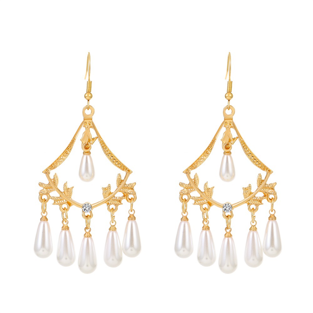 Orecchini a forma di fiore con design creativo da donna Instagram, di lusso e leggeri, in perle francesi_voghion.com