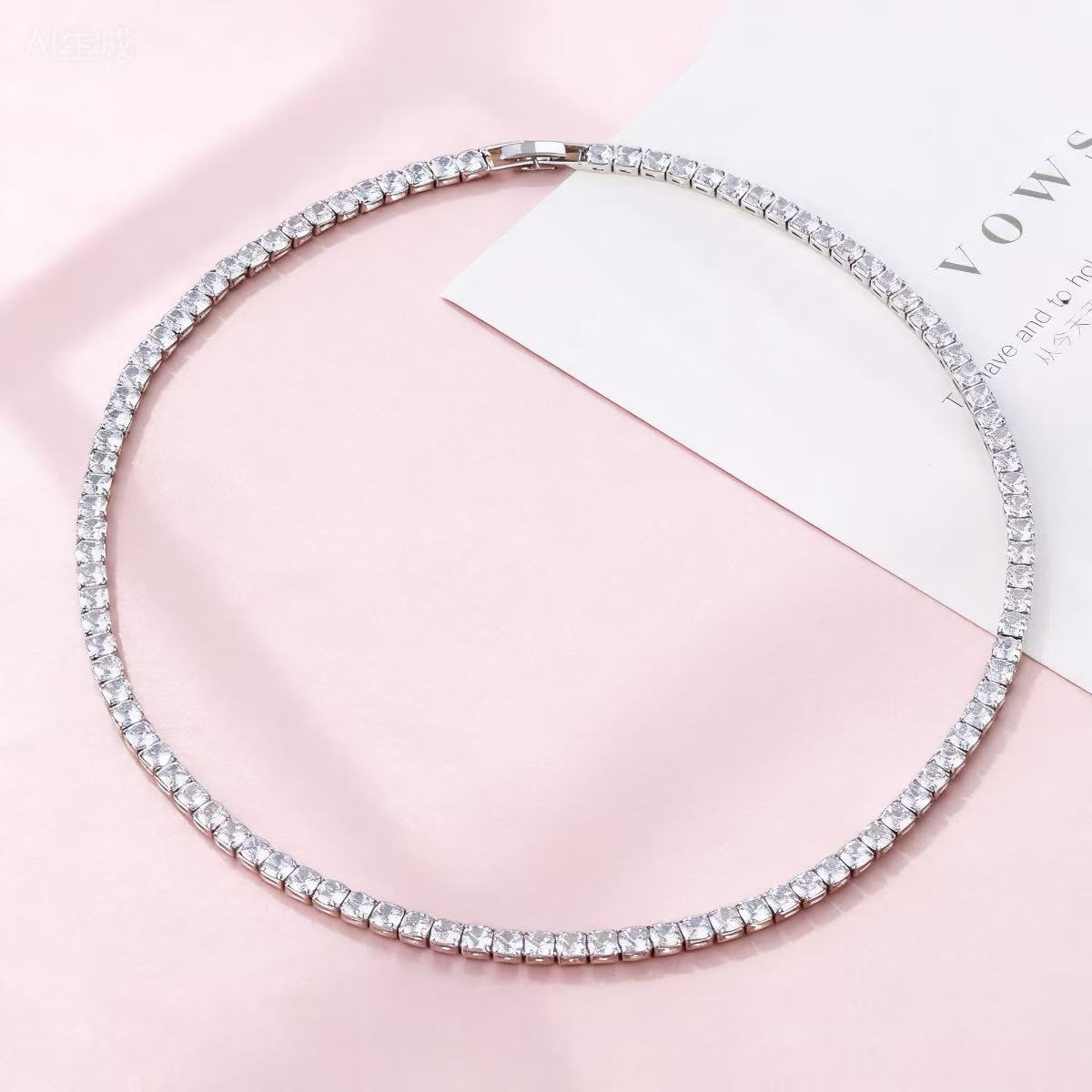 Full-diamond Zircon Necklace Elegant Electroplated Torque_voghion.com