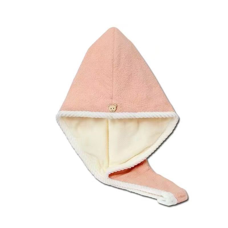 Coral fleece double-layer thick hair cap can be wrapped towel super absorbent quick-drying wholesale love adult children students