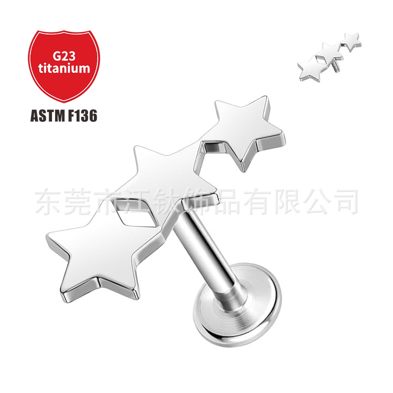 Pointed titanium steel lip stud product view