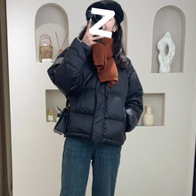 黑色轻薄短款羽绒服女冬季新款2025年流行小个子感面包服
