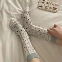 Южная Корея Dongdaemun ins Love Lolita носки с ворсом из Теленка летние дышащие тонкие носки в горошек для женщин