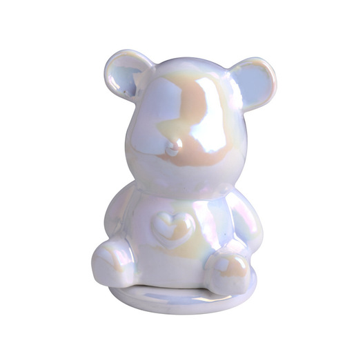 High-quality, stylish, minimalist, bear-shaped toothpick jar, ceramic, luxury, household cotton swab holder, floss box, creative, personalized, cute