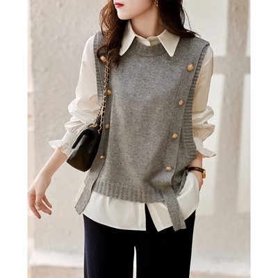 Chaleco de las mujeres 2020 nuevo chaleco de principios de primavera de punto de diseño suelto sentido chaleco suéter chaleco sin mangas de moda ropa exterior