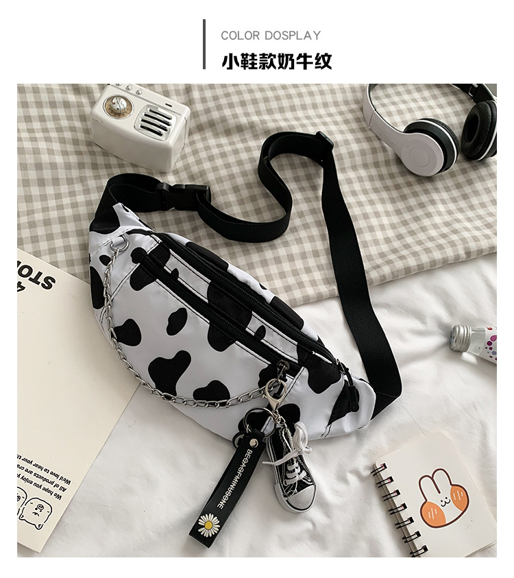 New Printed Cow Pattern Female Small Shoulder Bag Chest Bag Waist Bag display picture 10