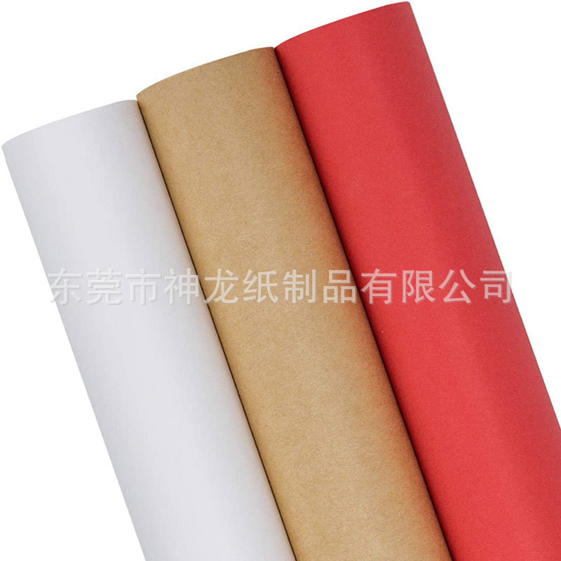 Fábrica al por mayor personalizada papel kraft marrón blanco doble adhesivo rollo de papel artesanal regalos paquetes de papel de embalaje