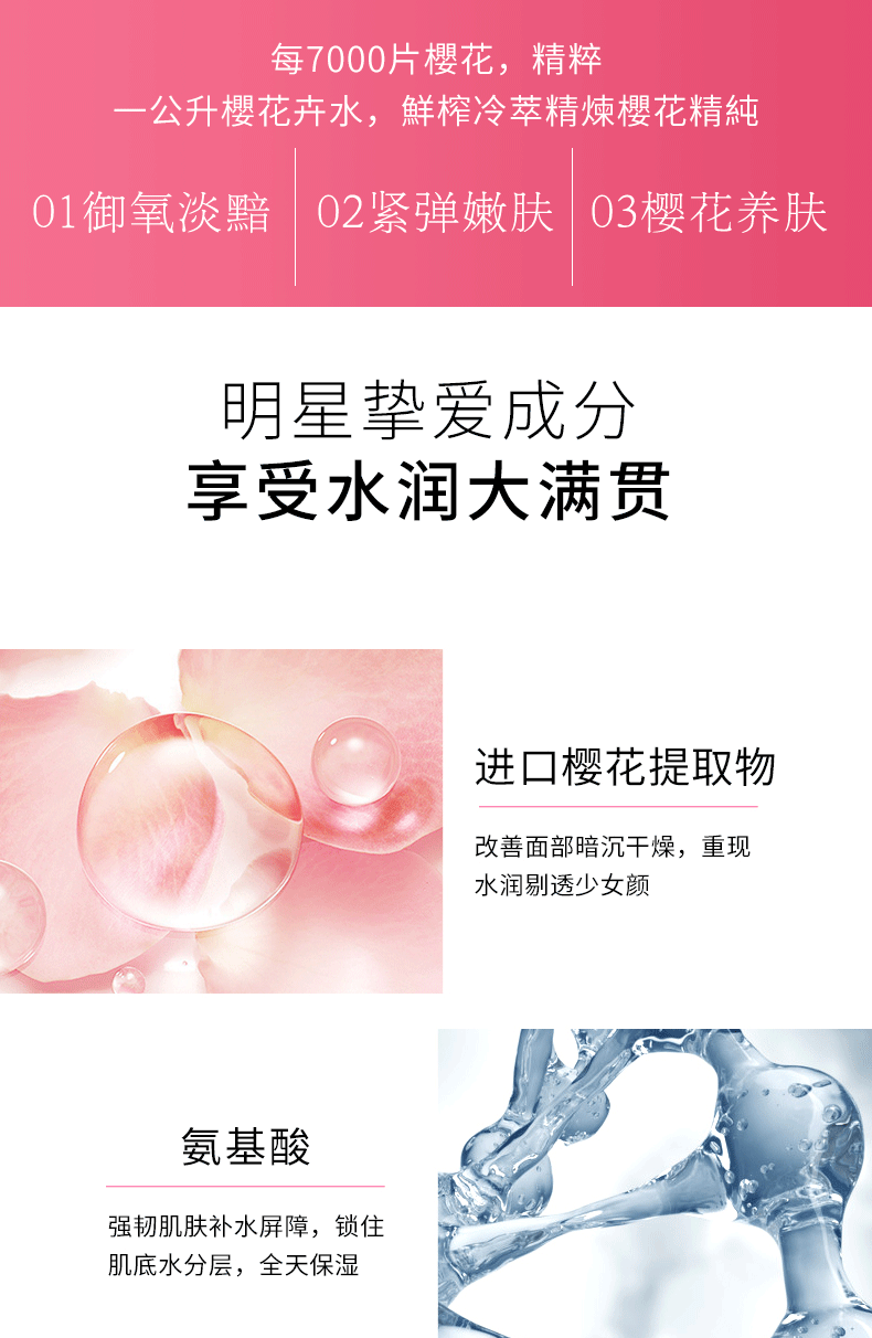 批发秋冬氨基酸樱花护肤品套装补水保湿清爽控油化妆品全套正品详情4