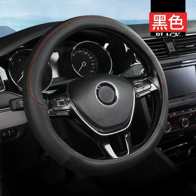 Steering wheel cover — Steering Wheel Cover Leather Grip - medium-quality-double-line-black-round