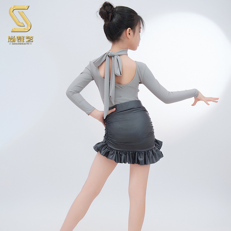 尚裁艺拉丁舞服女儿童练功表演秋冬天新款分体套装网红专业高级感|undefined
