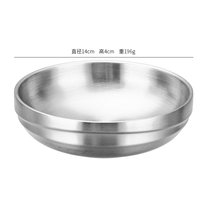 304 plato de acero inoxidable de doble capa de platos de pickles, platos de platos comerciales de arroz extra grueso, platos de inmersión de platos