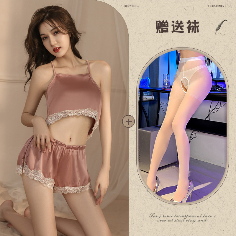 코랄 핑크 + 화이트 가랑이 없는 양말