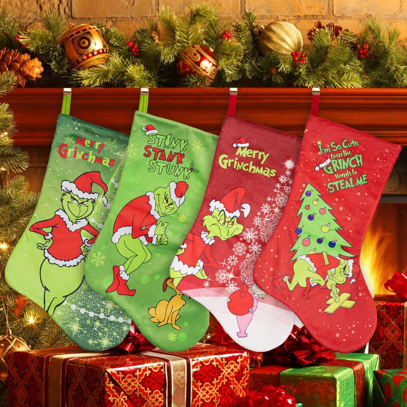 Cross-Border New Product Christmas Print Grinch Green Monster Christmas Stocking Christmas Tree Ornament Stocking Decoration Gift Cross-Border New Product Christmas Print Grinch Green Monster Christmas Stocking Christmas Tree Ornament Stocking Decoration Gift