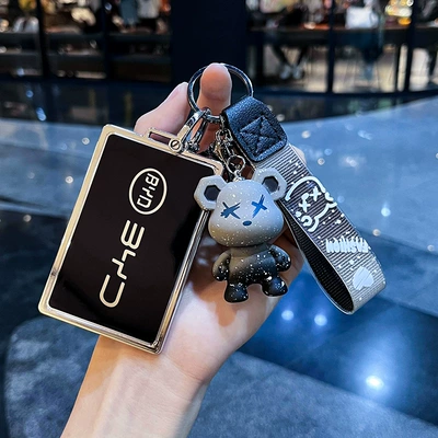 Car key bag – mx - byd-card-key-single-shell-black-gray-violent-bear-pendant