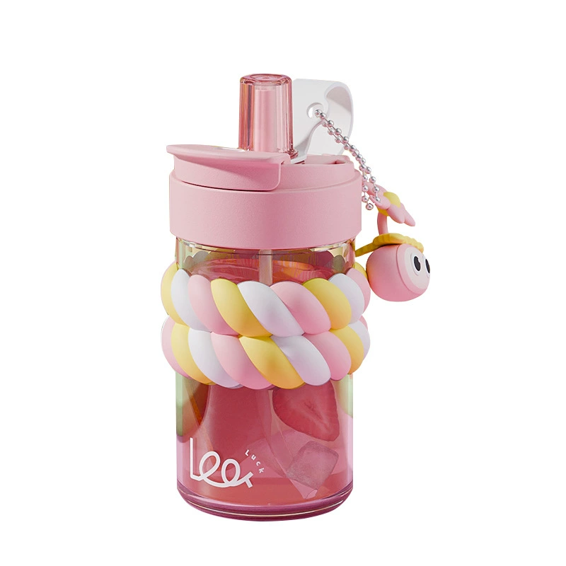 Capacious tea cup, handheld summer straw, cute glass