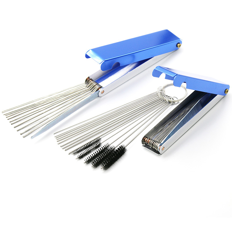 Combinación de cepillo de limpieza del carburador aguja de limpieza de aluminio de acero inoxidable llave hexagonal ajuste del carburador