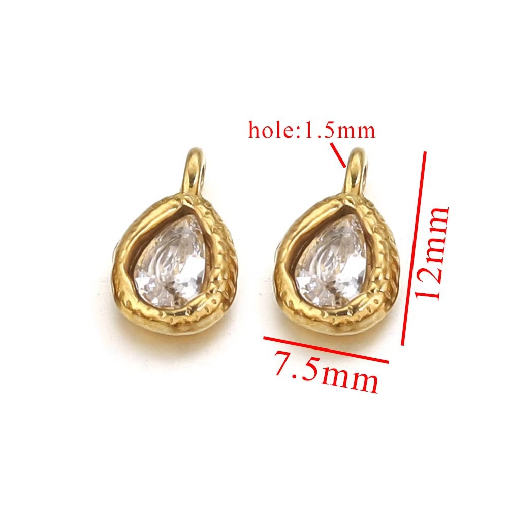 Acero inoxidable vidrio cristal colgante gotas de agua gemas de color colgante de acero titanio accesorios de joyería DIY