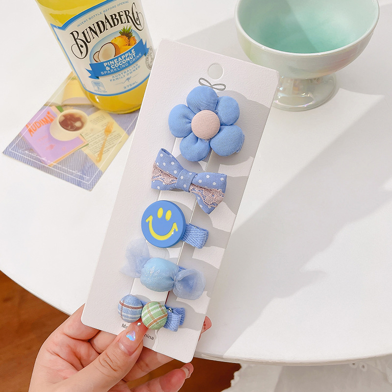 Niños lindos flores de dibujos animados clip para el cabello bebé pequeño clip no lastimar el cabello de la tela de la niña clip de borde de la mejilla