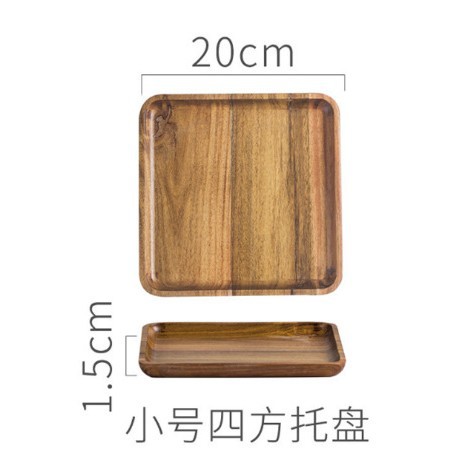 Decoración de postre boda cumpleaños accesorios de decoración mango de cobre Acacia bandeja de madera pastel platos de bocadillos estante de exhibición