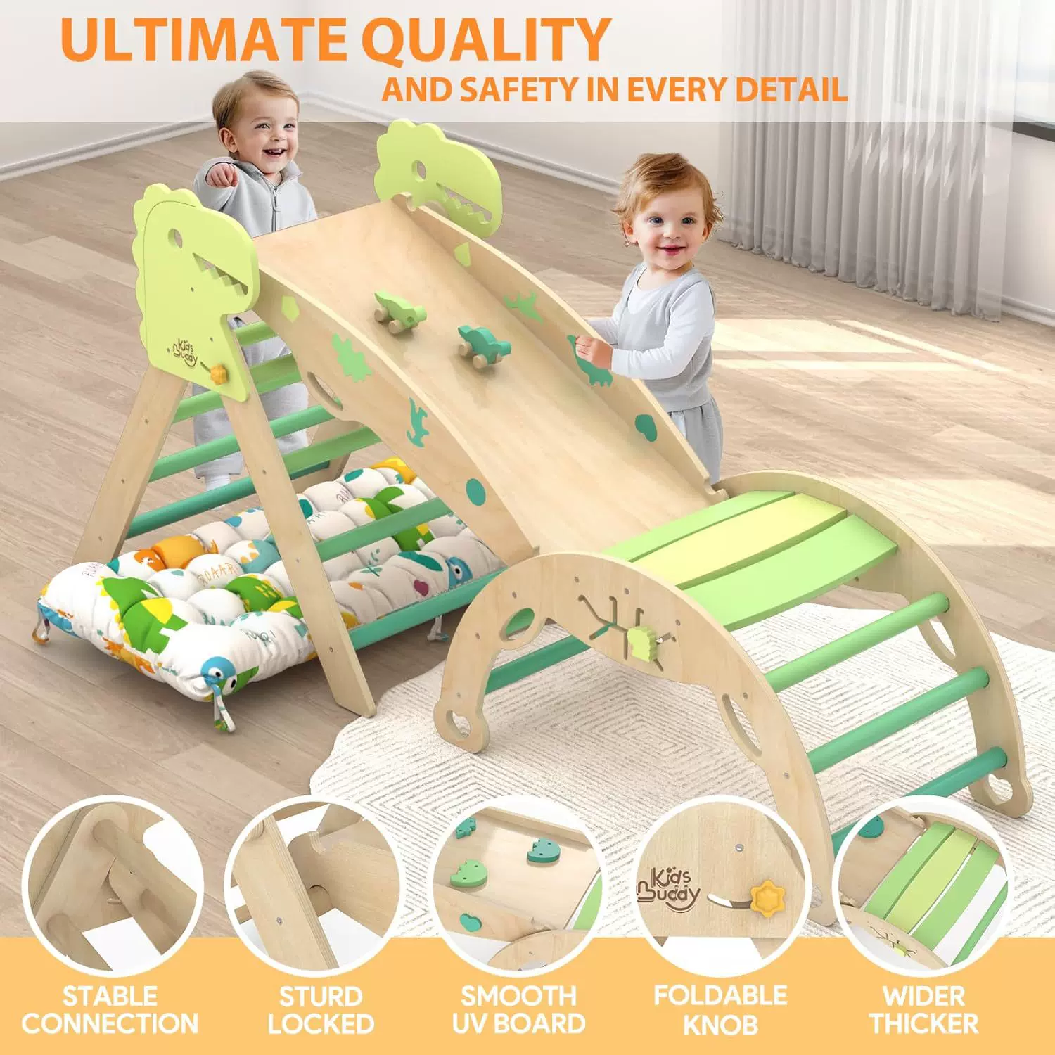 跨境新款木质婴儿攀爬架宝宝感统训练器家用小型室内儿童滑梯组合