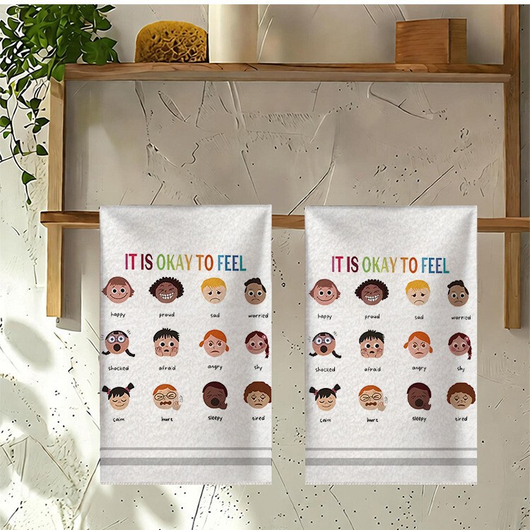 Printed Kitchen Towel, Absorbent Dishcloth, Wear-Resistant Towel, Household Cleaning Cloth, Table Wiping Cloth, Scouring Pad