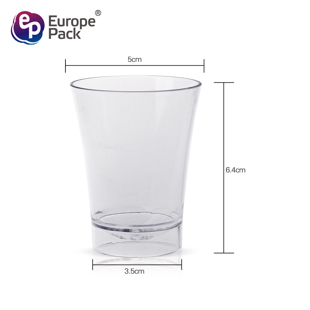 Copa de mousse desechable Taza de postre PS Taza de plástico Taza de pudín Taza redonda de punto de fábrica Taza cuadrada