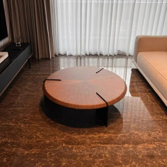中古风胡桃木饰面茶几茶台家用客厅高端轻奢设计师款高级感中古风