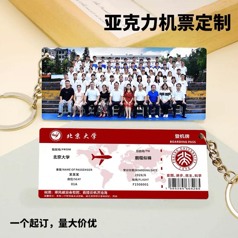 Airline Ticket Boarding Pass, School-Ordered Graduation Gift, Student Souvenir, Gift for the Whole Class, Ticket Keychain, DIY Gift