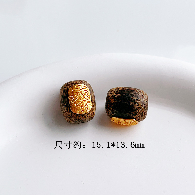 Natural agarwood play accessories s925 silver gold-plated five by zhakiram bracelet accessories diy beads half