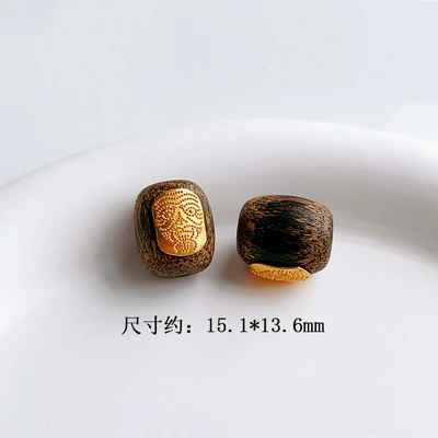 Natural agarwood play accessories s925 silver gold-plated five by zhakiram bracelet accessories diy beads half (Zərgərlik ara hissələri) - zakiram-barrel-beads